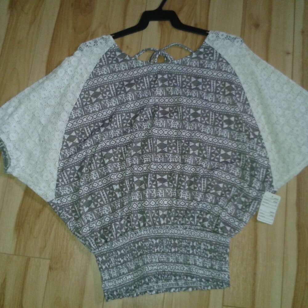 Top with lace sleeves